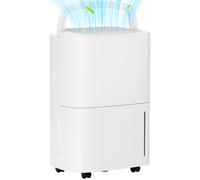 HOMCOM 20L/Day Dehumidifier With Continuous Drainage - 5L Water Tank - Timer | TJ Hughes White