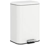 HOMCOM 20 L Kitchen Pedal Bin, Metal Rubbish Bin with Removable Inner Bucket, Soft-Close & Stay-Open Lid, Cream White