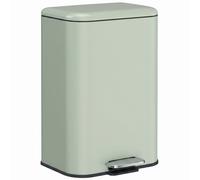 HOMCOM 20 L Kitchen Pedal Bin, Metal Rubbish Bin with Removable Inner Bucket, Soft-Close & Stay-Open Lid, Light Green