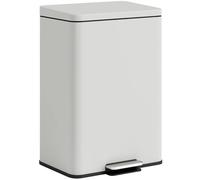 HOMCOM 20L Kitchen Bin Soft-Close Lid Metal Pedal Bin Cream