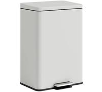 HOMCOM 20L Kitchen Bin Soft-Close Lid Metal Pedal Bin Cream | Stay-Open Function, Removable Inner Bucket, Kitchen, Office, Home