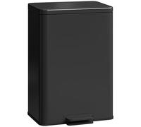 HOMCOM 20L Kitchen Bin Soft-Close Lid Stainless Steel Pedal Bin Matte Black