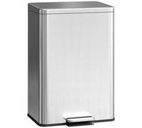 HOMCOM 20L Kitchen Bin Soft-Close Lid Stainless Steel Pedal Bin Silver Tone