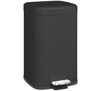 HOMCOM 20L Kitchen Pedal Bin, Metal Rubbish Bin with Soft-close Lid, Black, Black