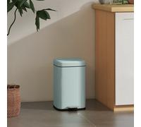 HOMCOM 20L Kitchen Pedal Bin, Metal Rubbish Bin with Soft-close Lid, Light Green, Green