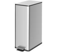Homcom 20L Kitchen Pedal Bin, Slim Rubbish Bin With Soft-Close Lid, Silver
