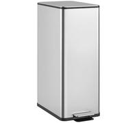 HOMCOM 20L Kitchen Pedal Bin, Slim Stainless Steel Rubbish Bin, Silver Tone | with Removable Inner Bucket, Soft-Close and Stay-Open Lid, for Kitchen, Home Office
