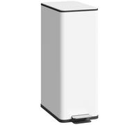 HOMCOM 20L Kitchen Pedal Bin, Slim Stainless Steel Rubbish Bin, White | with Removable Inner Bucket, Soft-Close and Stay-Open Lid, for Kitchen, Home Office