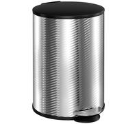 HOMCOM 20 Litre Kitchen Bin, Stainless Steel Pedal Bin with Soft-close Lid, Fingerprint Proof Cylindrical Rubbish Bin with Foot Pedal and Removable Inner Bucket, Silver