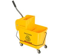 HOMCOM 20L Mop Bucket with Wringer and Handle, Mop Bucket on Wheels for Floor Cleaning, Separate Dirty and Clean Water, Yellow