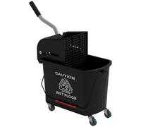 HOMCOM 20L Mop Bucket with Wringer Handle on Wheels for Floor Cleaning Black