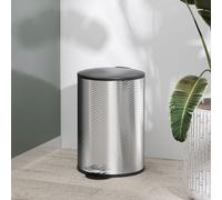 HOMCOM 20 Litre Kitchen Bin, Stainless Steel Pedal Bin with Soft-close Lid, Fingerprint Proof Cylindrical Rubbish Bin with Foot Pedal and Removable Inner Bucket, Silver