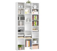 HOMCOM 21 Cube Tall Bookcase, Modern Cube Book Shelf with 10 Adjustable Shelves, Freestanding Multifunctional Storage Unit for Living Room, Home Office, Bedroom, 181 x 89.5W cm, White