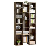 HOMCOM 21 Cube Tall Bookcase, Modern Cube Book Shelf with 10 Adjustable Shelves, Freestanding Multifunctional Storage Unit for Living Room, Home Office, Bedroom, 181 x 89.5W cm, Rustic Brown