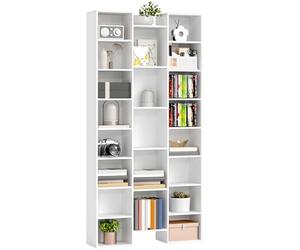 HOMCOM 21 Cube Tall Bookcase, Modern Cube Book Shelf with 10 Adjustable Shelves, Freestanding Multifunctional Storage Unit for Living Room, Home Office, Bedroom, 181 x 89.5W cm, White
