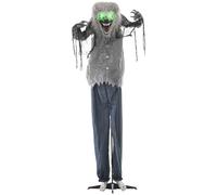 HOMCOM 210cm 83" Skeleton Werewolf Outdoor Halloween Decoration, Halloween Animatronic with Sound Activated, Light Up Eyes, Sound Effects Aosom UK