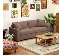 Homcom 212 Cm Upholstered Jumbo Cord Sofa Couch With Spring Cushion, Coffee