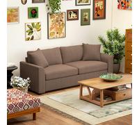 HOMCOM 212 cm Upholstered Jumbo Cord Sofa Couch with Spring Cushion, Coffee, Brown