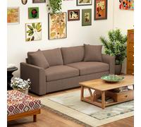HOMCOM 212 cm Upholstered Jumbo Cord Sofa Couch with Spring Cushion, Coffee in Brown | Size: 3 Seater HOMCOM Brown 3 Seater