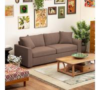 HOMCOM 212 cm Upholstered Jumbo Cord Sofa Couch with Spring Cushion, Coffee in Brown | Size: 3 Seater HOMCOM Brown 3 Seater