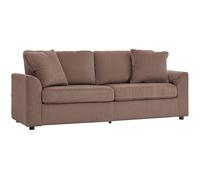 HOMCOM 212 cm Upholstered Jumbo Cord Sofa Couch with Spring Cushion, Coffee in Brown | Size: 3 Seater HOMCOM Brown 3 Seater