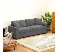 Homcom 212 Cm Upholstered Jumbo Cord Sofa Couch With Spring Cushion, Grey Grey