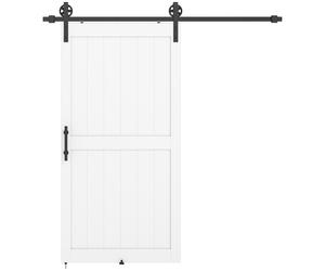 HOMCOM 213.4cm Sliding Barn Door Kit, Sliding Door with Track, Hardware, Upgraded Rollers and Floor Guide, Handle, White