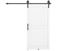 Homcom 213.4Cm Sliding Barn Door Kit, Sliding Door With Track, White White