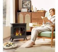 Homcom 22" Bio Ethanol Fireplace Stove, Ethanol Fire Burner With Door In Black Black One Size
