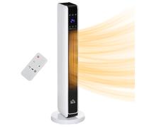 Etna HOMCOM Ceramic Tower Heater with Remote Control, Built-in Timer and Oscillation, White