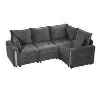 Homcom 228Cm L Shaped Sofa 3-Seater Sectional Sofa With Storage, Dark Grey Dark Grey