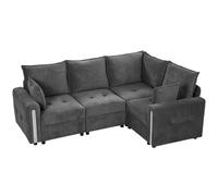 Homcom 228Cm L Shaped Sofa 3-Seater Sectional Sofa With Storage, Dark Grey Dark Grey
