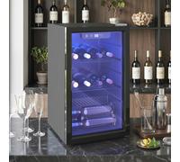 HOMCOM 24 Bottle Wine Cooler, 68 Litre Capacity, 4-16°C Freestanding Drinks Beer Wine Fridge with Double-layer Glass Door, LED Light, Digital Touch Screen, Black