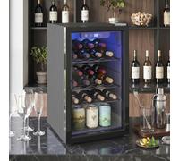 HOMCOM 24 Bottle Wine Cooler, 68L Freestanding Drinks Beer Wine Fridge, Black