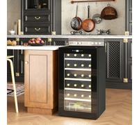 HOMCOM 24 Bottles Freestanding Wine Fridge With Glass Door Wine Cooler Fridge, Black