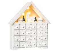 HOMCOM Christmas Advent Calendar Light Up Wooden House with Countdown Drawers, none