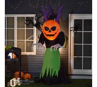 All Hallows 2.4m Pumpkin Man Ghost Inflatable Halloween Decoration with LED Lights, Multi