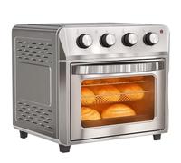 HOMCOM 24L Air Fryer Oven Mini Oven Oil Free Cooking 1600W Silver Tone | Adjustable Temperature and Timer, Touch Screen, Grill Roast Bake, Dishwasher Safe