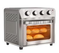 HOMCOM 24L Air Fryer Oven, Mini Oven, Oil Free Cooking, Adjustable Temperature and Timer, Touch Screen, Grill, Roast, Bake, 1600W, Dishwasher Safe, Silver Tone