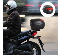 HOMCOM 24L Motorcycle Tail Box Luggage Case with Reflectors - Black & Red