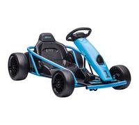 HOMCOM 24V Drift Go Kart for Kids with Drift Mode, 2 Speeds, Steering Wheel, Rechargeable Batteries, Blue Aosom UK