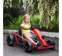 HOMCOM 24V Electric Go Kart for Kids, Ride-On Racing Go Kart with Slow Start, Music, Horn Honking and Safety Belt, for 8-12 Years Old, Red