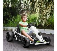 HOMCOM 24V Electric Go Kart For Kids With Music, Horn Honking, Slow Start, White