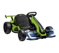 HOMCOM 24V Electric Go Kart for Kids, Ride On Racing Kart with Adjustable Seat, Battery Powered Drifting Ride On Car with Music, Light, Slow Start, Button Start, Horn, for 6-12 Years, Green