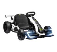 HOMCOM 24V Electric Go Kart for Kids Adjustable Seat Music 6-12 Years White