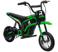 HOMCOM 24V Kids Electric Motorbike with Twist Grip Throttle, Music, Horn, 12" Pneumatic Tyres, Max Speed 16km/h, for Ages 8-12 Years - Green