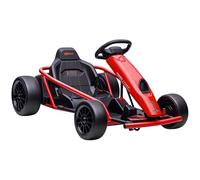 HOMCOM 24V Electric Go Kart for Kids, Ride-On Racing Go Kart with Slow Start, Music, Horn Honking and Safety Belt, for 8-12 Years Old, Red