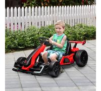 HOMCOM 24V Electric Go Kart for Kids, Ride On Racing Kart with Adjustable Seat, Battery Powered Drifting Ride On Car with Music, Light, Slow Start, Button Start, Horn, for 6-12 Years, Red
