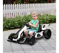 Homcom 24V Electric Go Kart For Kids With Adjustable Seat, Music, White