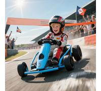 HOMCOM 24V Electric Go Kart for Kids with Music, Horn Honking, Slow Start